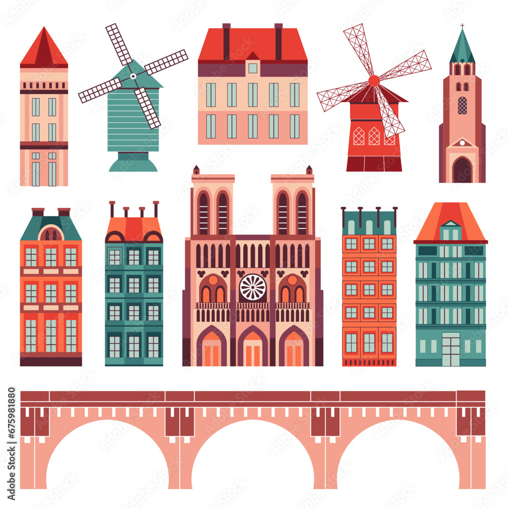 Landmarks of Paris and French Traditional Houses