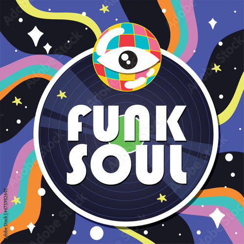 Colored funk music style concept background Vector