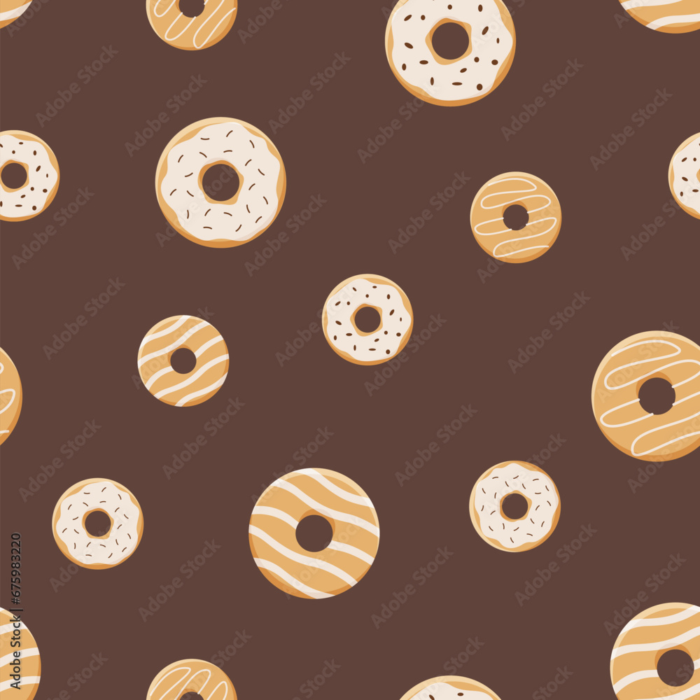 Seamless pattern of donut sets. Vector illustration of sweet, dessert baking background. Seamless pattern of donut sets. Vector illustration of sweet, dessert baking background.
