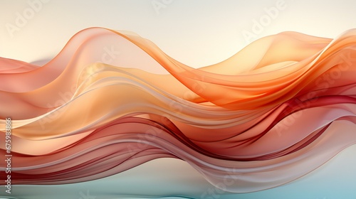 Fluid Grace of Peach and Coral Hues Dancing in a Delicate Abstract Fabric Wave Design