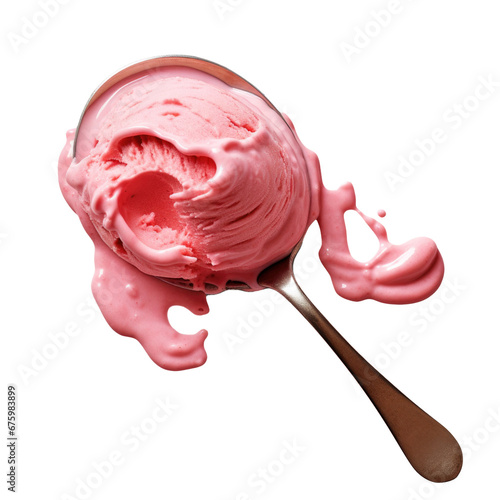 Spoon of Strawberry Ice Cre...