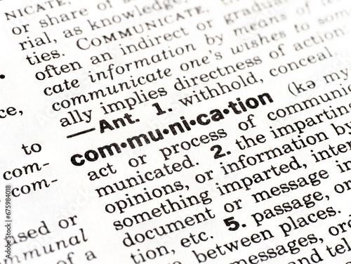 Closeup of the definition of the word communication