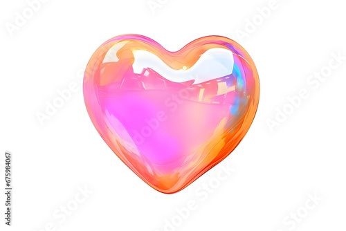 Colorful Soap Bubble in Shape of Heart on White Background  Isolated.