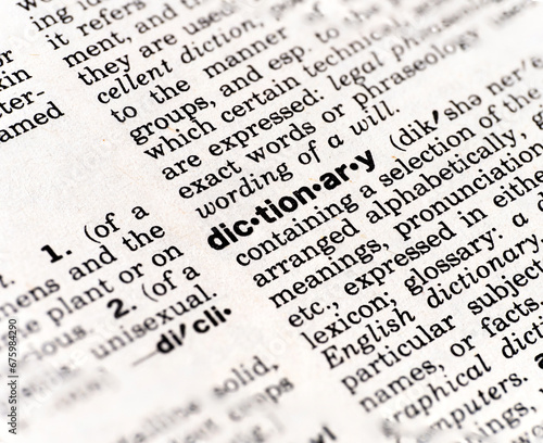 Closeup of the definition of the word dictionary