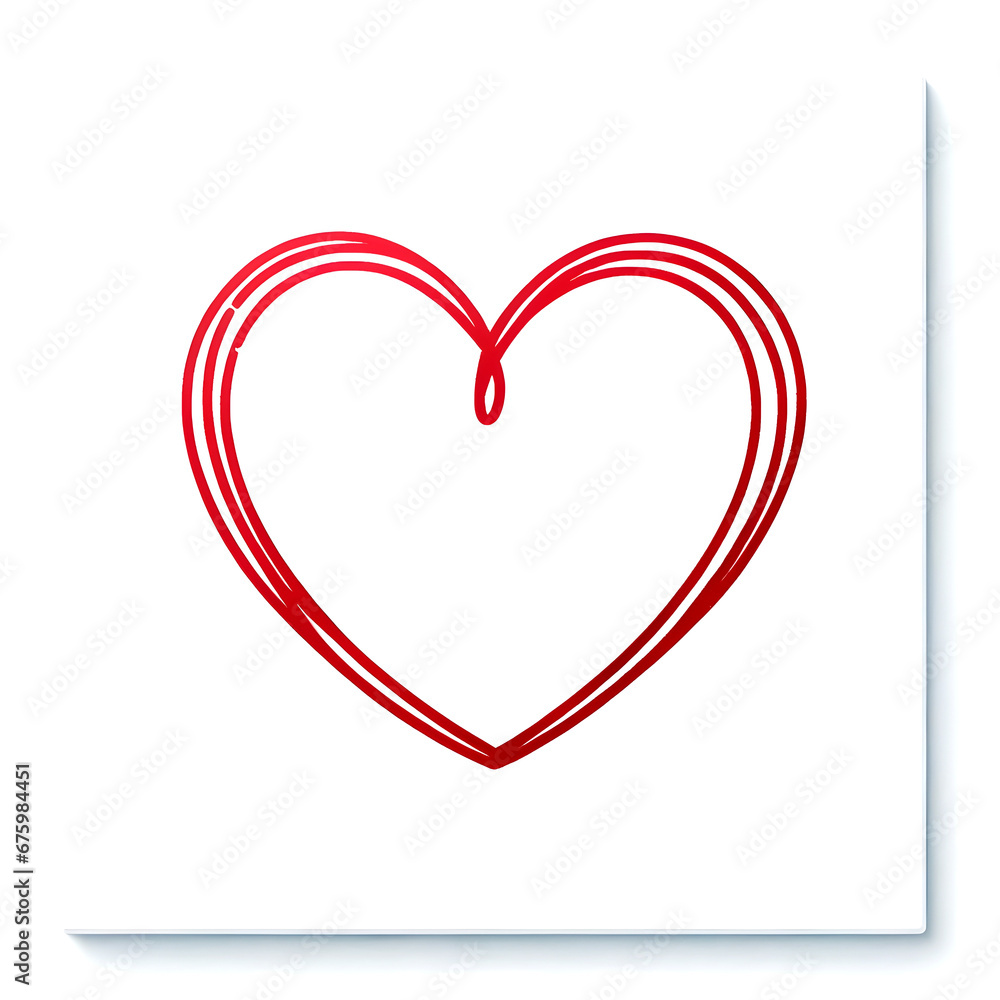 Love in the Form of a Red Heart on White Paper, Celebrating Valentine's Day, hand-drawn doodle, Celebrating Valentine's Day, Created with Generative AI Technology