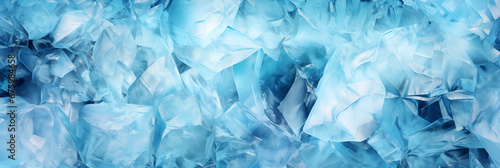 Blue ice texture. Banner image. AI generated content. photo