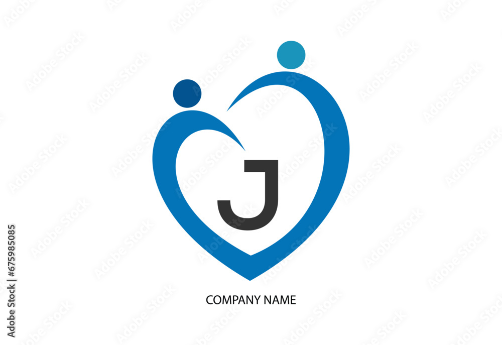Creative latter J with man unity combination icon logo Creative latter J with man unity combination icon logo