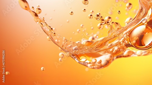  a close up of a drop of oil on a yellow and orange background with a drop of oil on the bottom of the drop.  generative ai