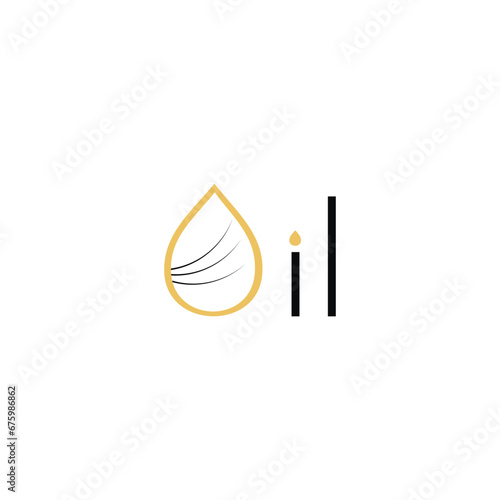 Treatment oil for hair, lashes and brows. Hair oil essential logo with drop oil and hair logo symbol-vector.