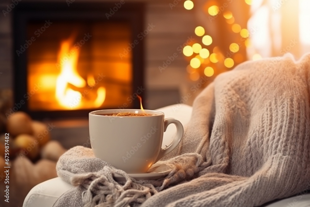 a mug ofhot tea stand on a chair a mug ofhot tea stand on a chair