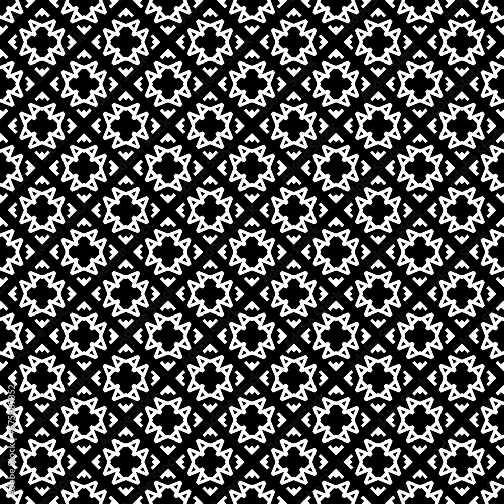 Black and white seamless abstract pattern. Background and backdrop. Grayscale ornamental design. Mosaic ornaments. Vector graphic illustration. EPS10. Black and white seamless abstract pattern. Background and backdrop. Grayscale ornamental design. Mosaic ornaments. Vector graphic illustration. EPS10.