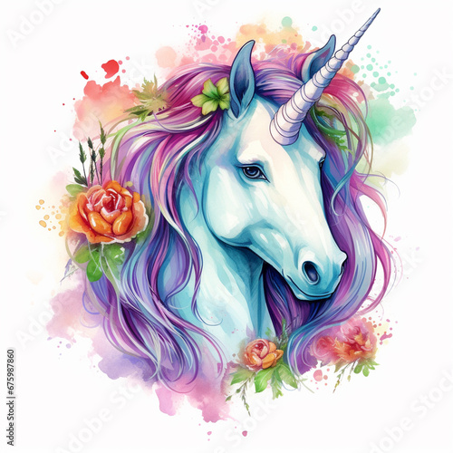 Watercolor flower horse clipart sublimation