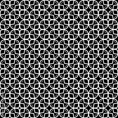 Black and white seamless abstract pattern. Background and backdrop. Grayscale ornamental design. Mosaic ornaments. Vector graphic illustration. EPS10.