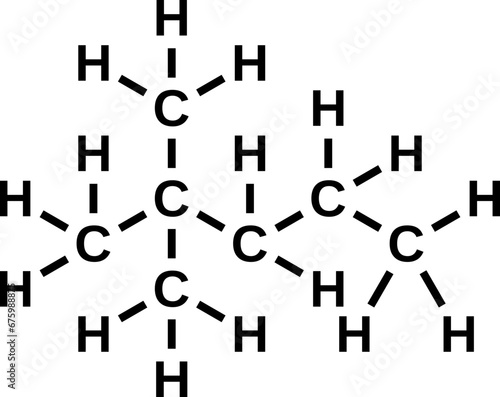 Neoheptane structural chemical formula. 2,2-dimethylpentane, heptane isomer vector illustration