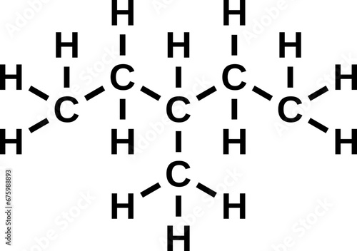 3-methylpentane structural chemical formula, hexane isomer vector illustration