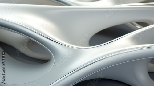 Sculptural Fluidity and Reflective Surfaces in a Seamless Silver Curved Design