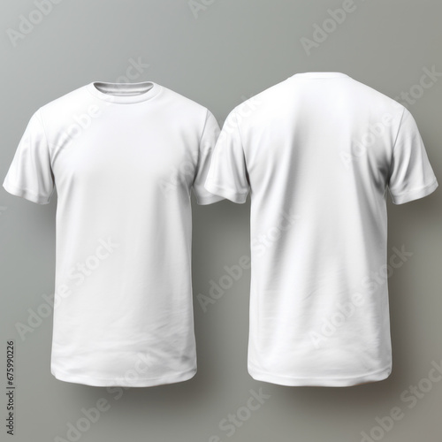 back white t shirt templates on a gray background.ai generative