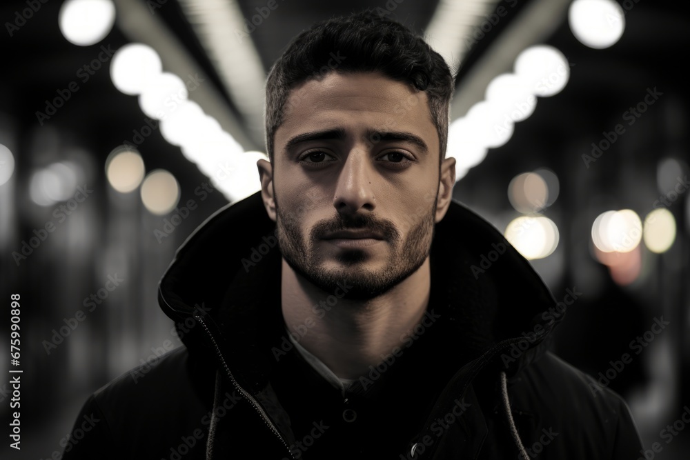 Portrait of a handsome young man in a black jacket. Men's beauty, fashion. Portrait of a handsome young man in a black jacket. Men's beauty, fashion.
