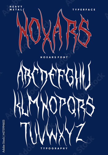 Heavy metal font typerface alphabet font vector custom rock music poster