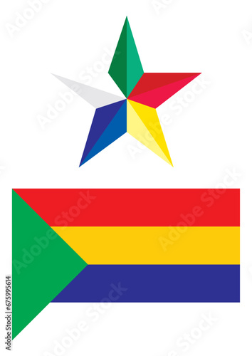 Druze Arab esoteric ethnoreligious Druze star and flag symbol