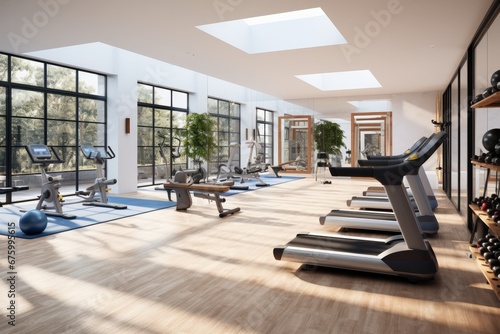 Fitness gym health club luxury villa .Home gym photo
