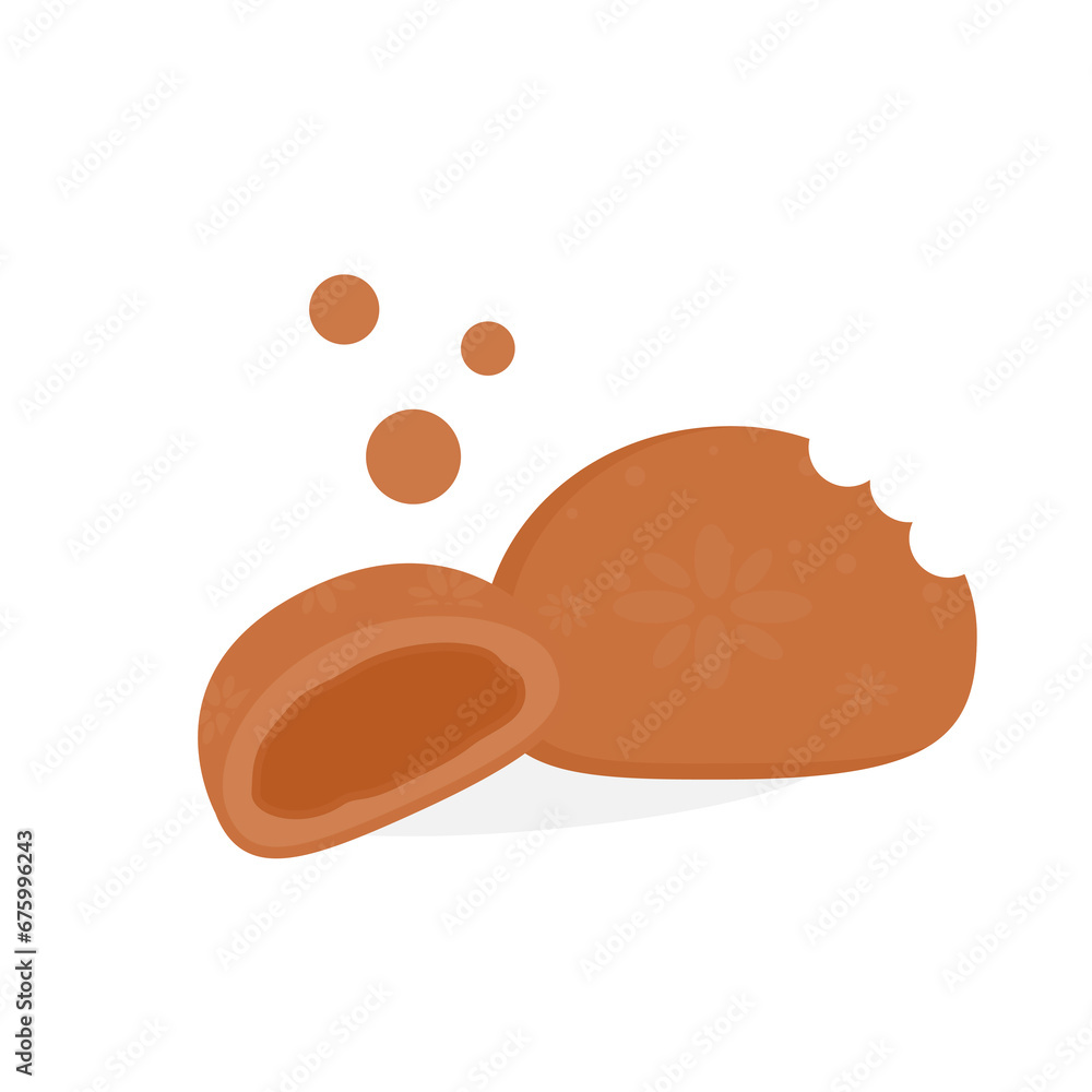 flat illustration mochi with chocolate flavour flat illustration mochi with chocolate flavour