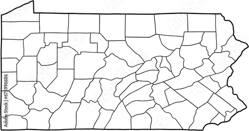 Papier peint doodle freehand drawing of pennsylvania state map.