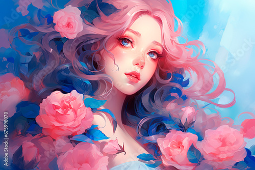 Fairy of rose flowers. Generative AI