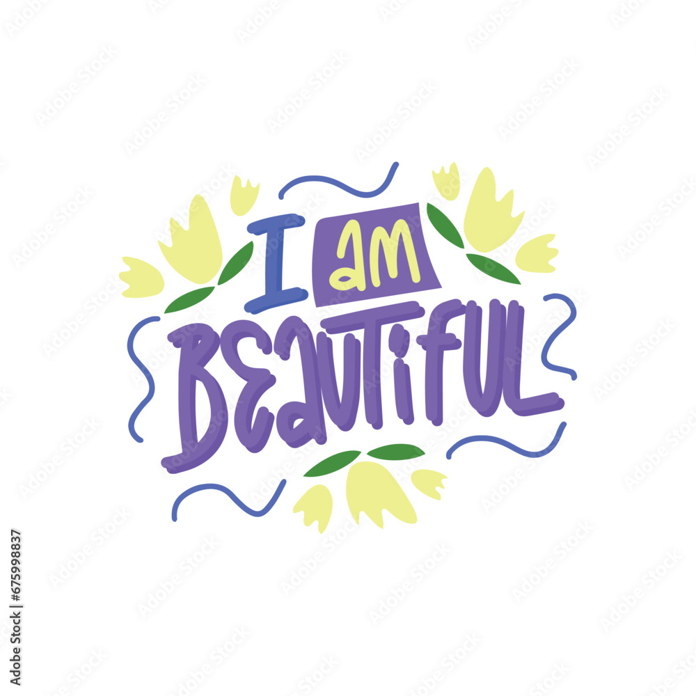 Handwriting phrase I'M BEAUTIFUL for postcards, posters, stickers, etc.