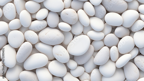 detailed photo of a collection of clean white stones with a top view