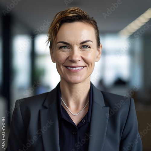 business businesswoman office mature middle aged head shot woman portrait corporate caucasian white businessperson created using generative ai technology