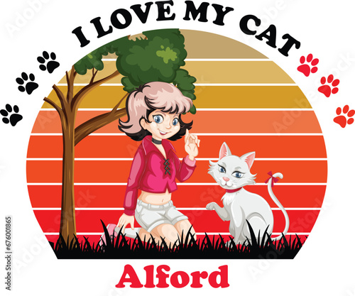 Alford Is My Cute Cat, Cat name t-shirt Design photo