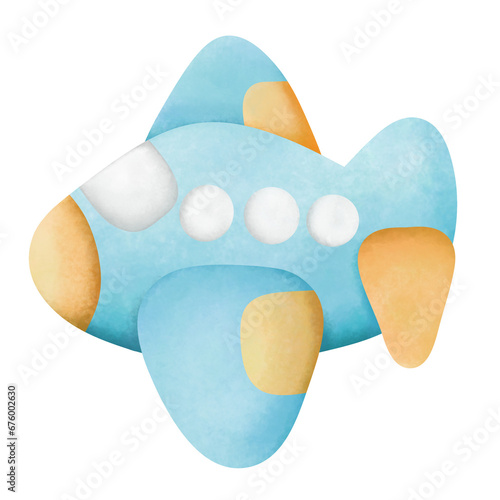 Blue Watercolor  Airplane