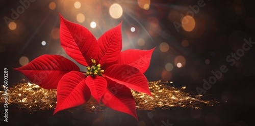 Festive Poinsettia Christmas Backdrop.
