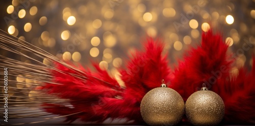 Red Pampas Flower on Golden Background.