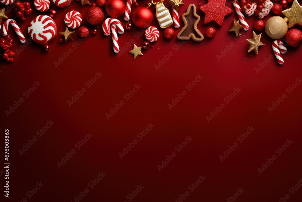 A christmas border made with christmas candies A christmas border made with christmas candies