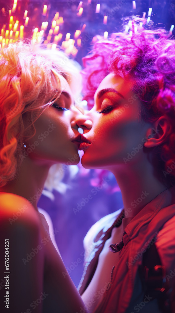 Euphoric Beauty: A Vibrant and Captivating Scene with Two Attractive Women and MDMA Pills, Ideal for Screensavers and Desktop Backgrounds