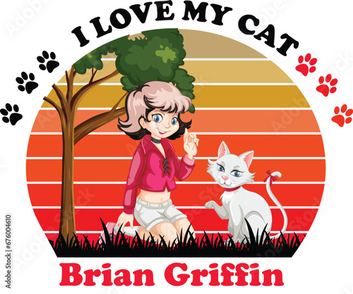 Принти на полотні Brian Griffin Is My Cute Cat, Cat name t-shirt Design