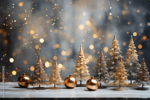 christmas background with fir tree and sparkling bokeh lights on background. Winter holiday theme. Happy New Year. Space for text. with sophisticated designs