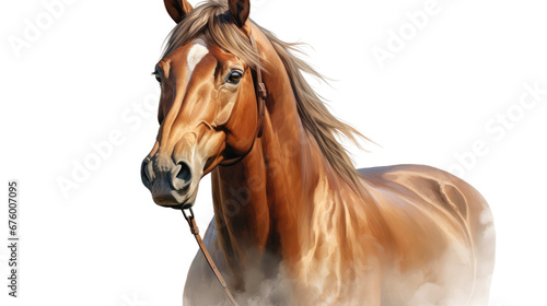 Brown horse in a pose on transparent background