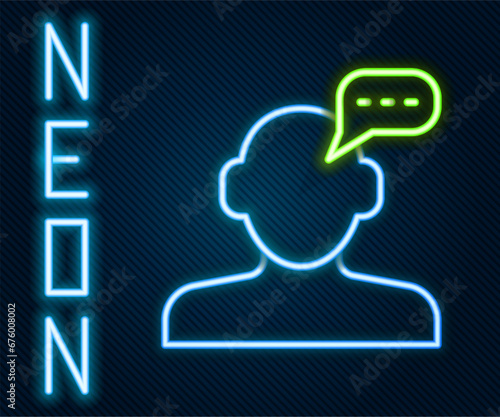 Glowing neon line Online psychological counseling distance icon isolated on black background. Psychotherapy, psychological help, psychiatrist online consulting. Colorful outline concept. Vector