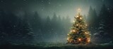 In the beautiful forest surrounded by lush green trees the Christmas tree stood tall blending in harmoniously with the natural colors and textures of the surrounding nature creating a capti