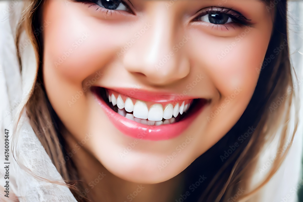 close-up Beautiful happiness smile woman mouth, AI generated close-up Beautiful happiness smile woman mouth, AI generated