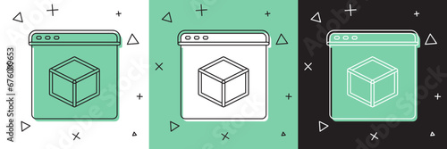 Set 3D printer icon isolated on white and green, black background. 3d printing. Vector