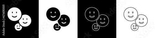 Set Happy friendship day icon isolated on black and white background. Everlasting friendship concept. Vector