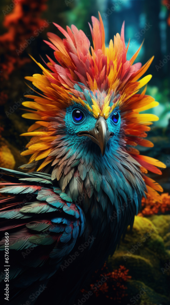 Obraz premium Mystical Creature: A Colorful and Stunning Display of Mythical Animals, Ideal for Screensavers and Desktop Backgrounds 