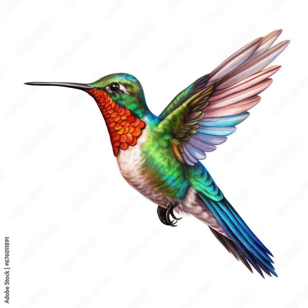 Obraz premium Watercolor Hummingbird. Hummingbird Clipart. Hand Drawn Bird Illustrations.