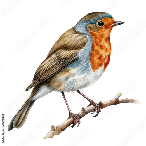 Watercolor Robin. Robin Clipart. Hand Drawn Bird Illustrations.