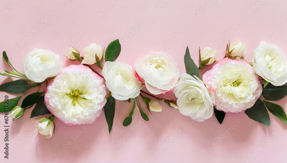 Flowers on light pink background