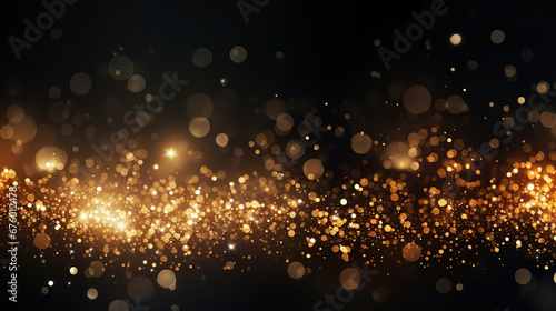 Abstract de-focused blurred bokeh background gold and black. Winter background. New Year and Christmas concept